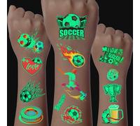 Luminoso Tatuajes Temporales Niños, 20 Hojas Futbol Purpurina Tatuaje Temporal, Regalos Para Niños Niñas, Fútbol Juego de Decoraciones Temáticas Para Fiestas, Relleno Para Bolsas Regalo