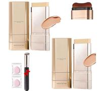 Luminous Dual-Ended Concealer Foundation Stick,Foundation Stick Korean 3 In 1,Multi-Use Foundations Make Up Sticks With Brush,24h Long-Lasting Waterproof & Sweatproof. (Natural*2, ONESIZE)