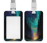 Luminous Fantasy A Forest at Night - Soporte retráctil para tarjetas de identificación, protector de tarjetas, placa de nombre, etiqueta de nombre para trabajo, oficina, médico, enfermera