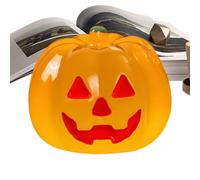 Luminous Halloween Pumpkins - Glowing Gourd Collectibles, 6 Pack Resin Miniatures For Spooky Setting, Nighttime Objects With Battery Operated Light, Decoration, Display Ornaments For Tabletop