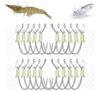 Luminous Live Shrimp Hooks, High Carbon Steel Fishing Hooks with Barbed Design, for Freshwater & Saltwater, That Can Adapt to Various Fishing (20PCS)
