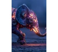 Luminous Mechanical Elephant Journal - Glowing Steampunk Zen Notebook with Surreal Dreamy Atmosphere | Fantasy Metal Gears Art Journal