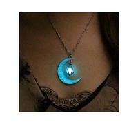 Luminous Moonstone Necklace for Women Girls Fashion Hollow Moon Rotating Bead Pendant, Magical Fantasy Fairy Glowing Charm Chain Jewelry,valentine's D