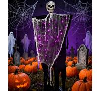 Luminous Skull Ghost Pendant, Versatile Hanging Ghost Skeletons Light Decor Supplies, Halloween Creepy Flying Skeletons Decoration for Outdoor Yard,Holiday Gatherings