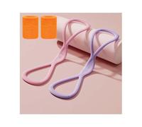 Luminousdo Resistance Bands, Figure 8 Exercise Bands for Women Men, Latex Stretch Elastic Band with Handles, Work out Chest Expander, Weight Fitness Pulling Rope for Legs, Yoga(Pink 25lb+purple 25lb)