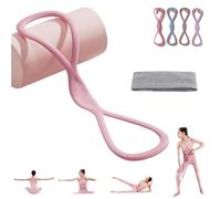 Luminousdo Resistance Bands, Figure 8 Stretch Bands with 3 Different Strength Levels, Portable Exercise Bands Resistance for Working out, Fullbody Yoga Pulling Rope (Pink 15pounds)
