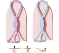 Luminousdo Resistance Bands, Victoriousact Silicone Exercise Band, Figure 8 Exercise Bands for Women Men, Home Fitness Portable Elastic Pull Bands for Yoga, Pilates (Purple+Blue,15+25lb)