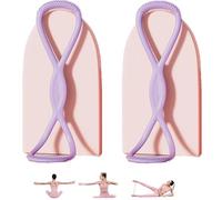 Luminousdo Resistance Bands, Victoriousact Silicone Exercise Band, Figure 8 Exercise Bands for Women Men, Home Fitness Portable Elastic Pull Bands for Yoga, Pilates (Purple+Purple,15+25lb)