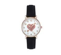 Luminouse - Reloj de pulsera clásico para mujer, de cuarzo, fácil de leer, esfera y flecha a través del corazón, reloj redondo de cuero para mujer, reloj de cumpleaños y parlante, negro, talla única