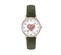 Luminouse Reloj de pulsera para mujer Reloj de cuarzo clásico Dial fácil de leer Una flecha a través del corazón Correa de reloj de cuero Reloj redondo para mujer Regalo Joyería (Green, One Size)