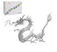 Luminova Rompecabezas de metal 3D para adultos, dragón chino plateado, más de 100 piezas, kits de modelo de metal 3D, criatura misteriosa oriental, regalos de Navidad y cumpleaños para niños