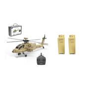 Luminto YU Xiang F11-N AH64 - Helicóptero teledirigido (escala 1:32, 2,4 | Rotor doble coaxial de 6 canales, 6G/3D, mantenimiento de altitud de flujo óptico, versión RTF, amarillo desierto