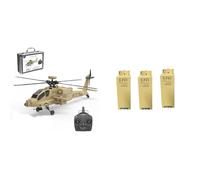 Luminto YU Xiang F11-N AH64 - Helicóptero teledirigido (escala 1:32, 2,4 | Rotor doble coaxial de 6 canales, 6G/3D, mantenimiento de altitud de flujo óptico, versión RTF, amarillo desierto
