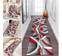 LUMIPAP Alfombra de pasillo, alfombra de cocina, antideslizante, lavable, para pasillo, cuarto de lavado, 40 x 120 cm, diseño abstracto en rojo y negro
