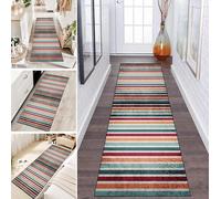 LUMIPAP Alfombra de pasillo, alfombra de cocina, antideslizante, lavable, para pasillo, lavandería, 100 x 450 cm, diseño circular colorido