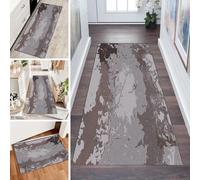 LUMIPAP Alfombra de pasillo, alfombra de cocina, antideslizante, lavable, para pasillo, lavandería, 120 x 550 cm, color gris marrón
