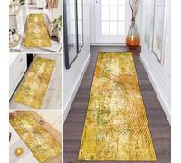 LUMIPAP Alfombra de pasillo, alfombra de cocina, antideslizante, lavable, para pasillo, lavandería, 80 x 300 cm, color amarillo en estilo turco