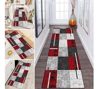 LUMIPAP Alfombra de pasillo antideslizante, 110 x 400 cm, color negro, gris y rojo, lavable, antideslizante, lavable, venta por metros, dormitorio, pasillo, longitud ajustable, 40-120 cm de ancho