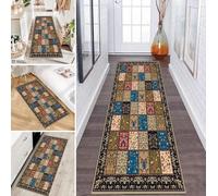 LUMIPAP Alfombra de pasillo antideslizante, 50 x 100 cm, color verde oliva, estilo floral, antideslizante, lavable, venta por metros, dormitorio, pasillo, longitud ajustable, 40-120 cm de ancho