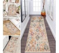 LUMIPAP Alfombra de pasillo antideslizante, 50 x 250 cm, color oro naranja, aspecto desgastado, antideslizante, lavable, venta por metros, dormitorio, pasillo, longitud ajustable, 40-120 cm de ancho