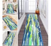 LUMIPAP Alfombra de pasillo antideslizante, 50 x 300 cm, estilo abstracto azul tibetano, antideslizante, lavable, venta por metros, dormitorio, pasillo, longitud ajustable, 40-120 cm de ancho