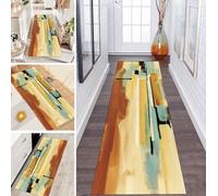 LUMIPAP Alfombra de pasillo antideslizante, 50 x 500 cm, tonos cálidos abstractos en estilo de tinta, antideslizante, lavable, por metros, dormitorio, pasillo, longitud ajustable, 40-120 cm de ancho