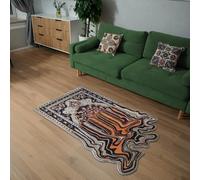 Lumirug Alfombra bohemia con motivos étnicos que se derriten de forma irregular, 150 x 280 pulgadas, gruesa, suave, textura de felpa, marroquí, escandinava, antideslizante, lavable, alfombra