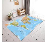 Lumirug Alfombra de área con mapa político del mundo, 120 x 180 cm, plana, educativa, decorativa, grande, para aula, hogar, oficina, alfombra de geografía suave y antideslizante