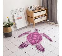 Lumirug Alfombra de suelo de tortuga morada con forma de animal, alfombra de felpa suave para habitación de niñas, guardería, bonita decoración del océano, playa, baño, temática de mar, dormitorio de