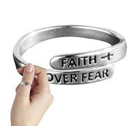 Lumiscent Anillo de declaración abierto, anillo de fe ajustable, anillos abiertos de cruz de fe, anillo de fe sobre miedo, anillo de fe ajustable con cruz, joyería para mujeres y niñas