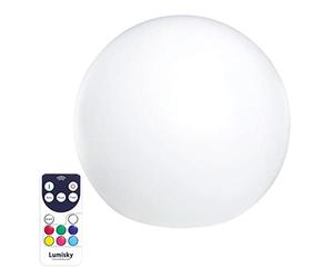 Lumisky Bola luminosa inalámbrica flotante BOBBY, LED multicolor regulable con diámetro de 40 cm, con mando a distancia y base de inducción
