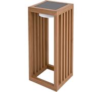 Linterna solar decorativa LED blanco cálido CHENNAI de madera teca maciza H50cm