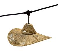 Lumisky Guirnalda de luces conectables para exteriores con pantalla de cuerda natural, estilo bohemio, 7 bombillas de filamento E27 LED, color blanco cálido WAVY LIGHT 6 m