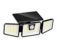 LUMISKY Foco Solar Negro Falcon H9,3Cm De 3 Cabezales Con Potente Iluminación Led Blanca Con Sensor De Movimiento Ajustable