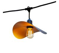 LUMISKY Guirnalda Luminosa Exterior Hat Light conectable con Pantalla Efecto Jaula de Acero Dorado, con 10 Bombillas LED E27, 6 m