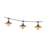 Lumisky Guirnalda luminosa solar VINTY LIGHT SOLAR para exterior, con pantalla de acero estilo vintage, 10 bombillas de filamento, casquillo E27 LED blanco cálido, 6 m