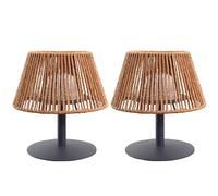 Lumisky - Juego de 2 lámparas de mesa inalámbricas de rafia natural, LED blanco cálido/blanco regulable (2 unidades, 2 unidades, estándar MINI RAFFY H22 cm)