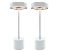 Lumisky - Juego de 2 lámparas de mesa inalámbricas táctiles de aluminio blanco mate LED ROBY WHITE (30 cm)