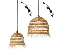 Lumisky Juego de 2 suspensiones para exteriores, 2 cables HAWAII Long Outdoor de ratán polivinílico, estilo boho, longitud de cable de 5 m