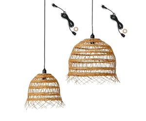 Lumisky Juego de 2 suspensiones para exteriores, 2 cables HAWAII Long Outdoor de ratán polivinílico, estilo boho, longitud de cable de 5 m