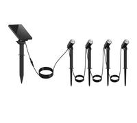 Lumisky Juego de 4 focos solares LED blanco cálido con panel solar remoto MINI ROUNDY - para pincharse en el suelo o para fijarlo a la pared