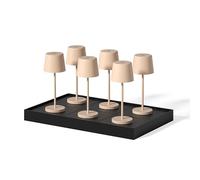 Lumisky KELLYL MINI SAND - Juego de 6 mini lámparas de mesa táctil inalámbricas de aluminio LED (regulable H22 cm), color blanco