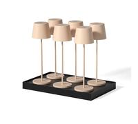 Lumisky KELLYL SAND - Juego de 6 lámparas de mesa táctil inalámbricas de aluminio (LED regulable H38 cm), color blanco