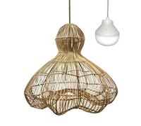 Lumisky - Lámpara de techo redonda NOMAD (ratán natural, con bombilla LED blanco/RGB nómada)