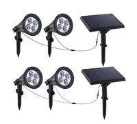 Lumisky - Lote de 2 focos solares dobles conectados con panel solar deportado 2 en 1 para pinchar o fijar luz potente LED blanco regulable FAMILY SPIKY H38cm