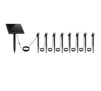 Lumisky Lote de 8 focos solares LED blanco cálido con panel solar remoto MINI ROUNDY - para pincharse en el suelo o para fijarlo a la pared