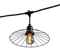 Guirnalda luminosa conectable al aire libre con pantalla de metal con cable, 10 bombillas de filamento, casquillo E27 LED, color blanco cálido, Chic Cage Light CONNECTABLE 6 m