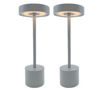 Lumisky ROBY GREY - Juego de 2 lámparas de mesa (30 cm), color gris claro