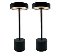 Lumisky ROBY - Juego de 2 lámparas de mesa inalámbricas de aluminio (30 cm), color gris oscuro