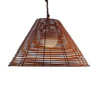 LUMISKY Suspensión Exterior inalámbrica D40CM FUJY Madera Clara, Ratán, Gris, Unique